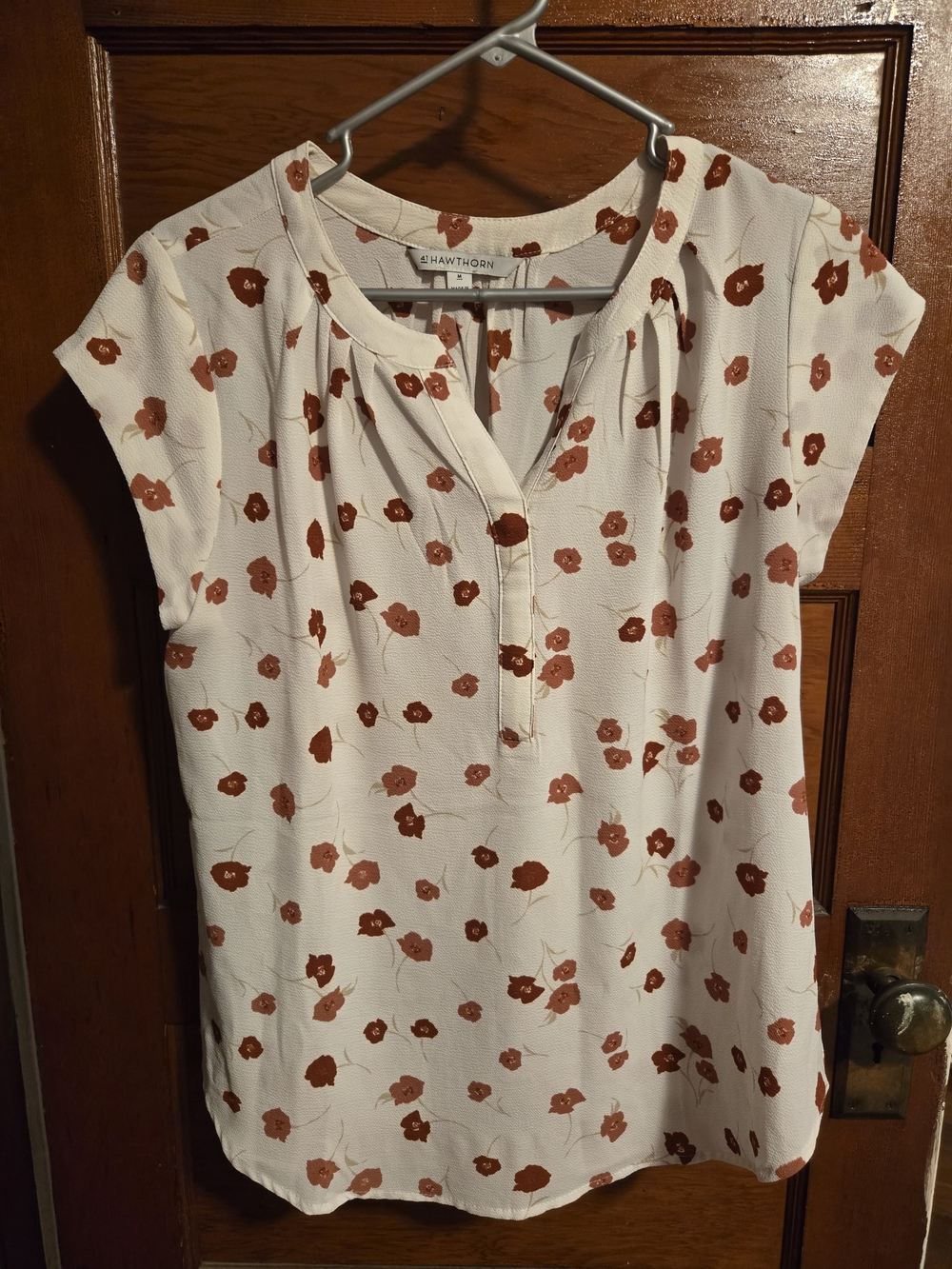 41 Hawthorn White Blouse with Rust Floral Print